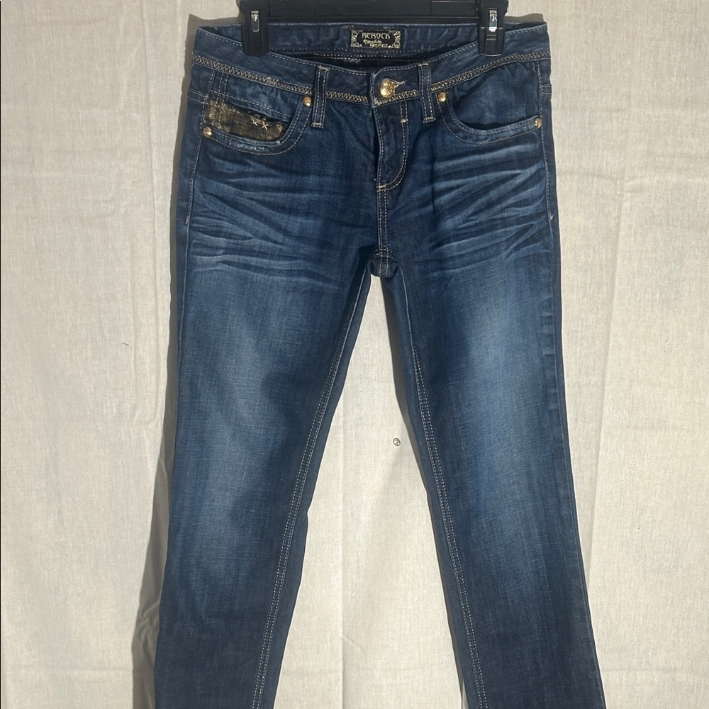 Rerock by Exspress medium to dark wash with gold detail size 29 women’s quality